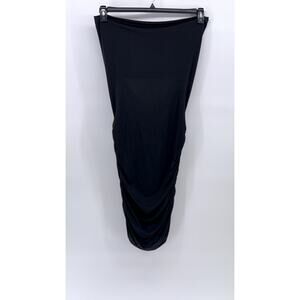 RIVER ISLAND Women's Black Strapless Ruched Bodycon Midi Dress SZ 10